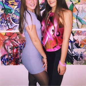 Light blue t shirt bodycon dress.